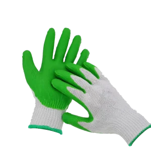 10 Gauge Green Smooth Latex Coating Labor Work Glove Natural White Cotton Knitted Glove for Hand Protection