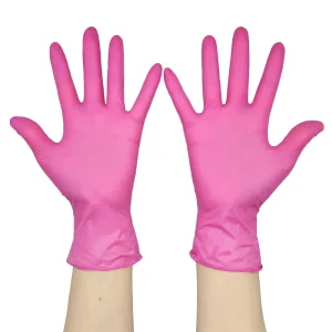 100pcs box Nitrile Gloves Hospital Dental Examination Waterproof 4mil Disposable Powder Free Rose Red Nitrile Gloves for Medical