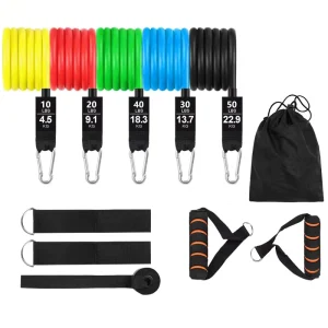 11 Piece Resistance Bands Set with Elastic Tensioner for Fitness Functional Training Rubber Combination Auxiliary Bands