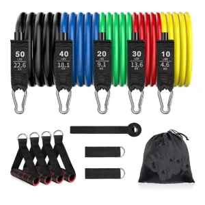 11Pcs TPE Resistance Bands Tube Set Fitness Equipment Exercise Workout Bands 100-150LBS Portable