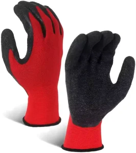 13 Gauge Polyester Latex Crinkle Anti slip Durable Rubber Palm Gloves