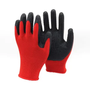 13 Gauge Polyester Lined Crinkle Latex Palm Coated Industrial Safety Gloves Rubber Dipped Labor Protective Work Gloves