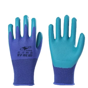 13 Pin Latex Coated Rubber Embossing Safety Construction Work Gloves Micro Foam Latex Gloves