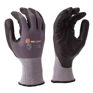 15 Gauge Nylon Spandex Foam Nitrile Rubber Palm Coated Anti Slip Industrial Safety Work Gloves With Dots