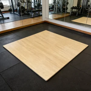 15mm Thick Sports and Fitness Wood-Grain Rubber Floor Mat for Gym and Playground Protective Flooring