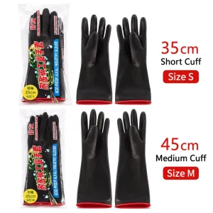 35cm 45cm Black Red Latex Chemical Resistant Gloves Acid Alkali Waterproof Non Slip Industrial Rubber Gloves