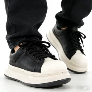 39-44 Fashion Comfort Sport Shoes Pure Color Microfiber Leather Sneakers for Men
