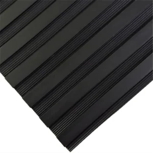 3Mm Black Anti Slip Abrasion Rubber Stripe Pattern Corrugated Rubber Drain Sheet Roll
