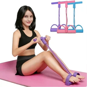 4 Latex Tube Foot Pedal Pullers TPE Heavy Resistance Band Exerciser for Bodybuilding Gym Fitness Sports Exercise