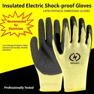 400V Insulated Gloves Resistant High Voltage Working Slip Rubber Labor Protection National Standard Certification Electric Shock