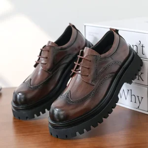 46 Large Size Men’s Thick Soled Height Increasing Casual Shoes British Style Winter Wedding Groom Suit Shoes Rubber Outsole