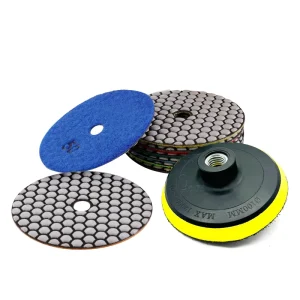 4IN Dry Diamond Polishing Pads 4 Inch Set of 7 Pieces Plus a Rubber Backer for Granite Marble Stone Sanding Pads From Factory