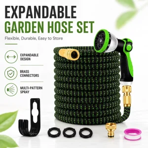 50ft 100ft Expandable Rubber Garden Hose Reel for Lawn and Garden Irrigation