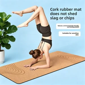 5mm Natural Cork Yoga Mat with Eco Friendly Anti slip Rubber Backing for Daily Practice