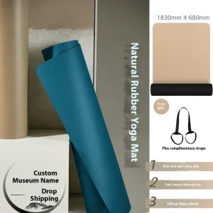 5mm Thick Natural Rubber Yoga Mat with Cork Surface GOTS Certified Sweat proof for Hot Yoga Studios