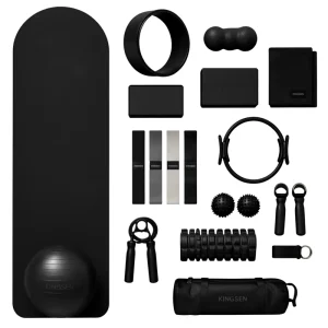 6mm Oval TPE Yoga Mat Set Pilates Ring Yoga Block Resistance Bands Foam Roller Massage Ball Carry Bag Non Slip Durable