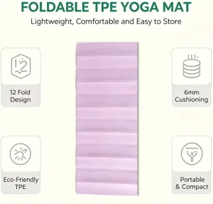 6mm Thick Foldable TPE Yoga Mat Double Sided Non Slip Eco Waterproof Carrying Strap for Meditation Fitness Indoor