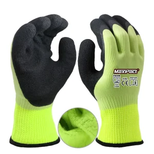 7 Gauge Winter Warm Soft Wrinkle Anti Slip Waterproof Industrial Rubber Thermal Latex Safety Work Gloves