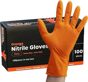 8mil Industrial Black Orange Nitrile Vinyl Blend Gloves Car Repair Use Nitrile Mechanics Diamond Textured Mechanical Gloves