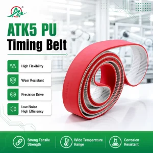 ATK5 PU Timing Belt with Red Rubber Coating for Industrial Transmission