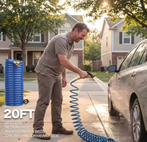 AUTOMAN Coil Garden Hose 100 Ft EVA Curly Water Hose with Brass Connectors Recoil Garden Water Hose