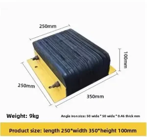 Angle iron anti collision block and rubber pad for wall unloading at dock warehouse and logistics platform black yellow