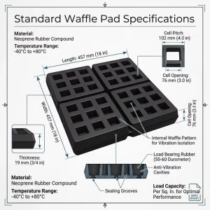 Anti-Vibration Rubber Waffle Pad Shock-Absorbing Gasket Washer for HVAC Units and Pumps