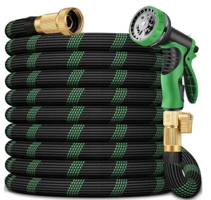 BSCI Factory 50FT 96D Non Expandable Kink Free Garden Hose Anti UV Lightweight 10 Function Spray Nozzle for Watering&CarWashing