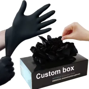 Black 100% Nitrile Gloves Barber 9 Inches Blue Tattoo Shop Beauty Pink Glove Custom Box Latex Free Black Nitrile Gloves