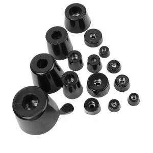 Black Circular Rubber Foot Pads for Machines, Tables, Chairs, and Instruments