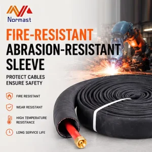 Black Flame-Retardant Leather-Rubber Composite Welding Cable Sleeve for TIG MIG Plasma Torches