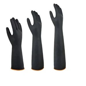 Black Industrial 45cm Gloves Labor Protection Acid and Alkali Resistant Latex Rubber Gloves