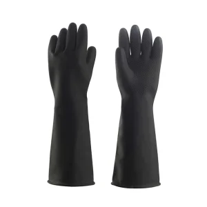 Black Insulating Heavy Duty Rubber Gloves Acid Alkali Resistant CE Certified Anti Slip Waterproof for Industrial Chemical Safety