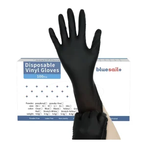 Black PVC Gloves Health Examination Aged Care Nurse Dentist Protective 4mil Powder Free Disposable Medical Vinyl Gloves