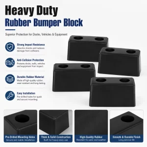 Black Rubber Dock Bumpers Heavy Duty Automotive Rubber Blocks Rubber Bump Stop Guards for Truck Trailer Protection Block Buffer