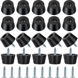 Black Rubber Feet with Screws Round Anti Slip Pads for Cutting Board Furniture Kitchen Equipment