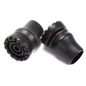 Black Rubber Trekking Hiking Cane Tip Cover Anti-Slip Foot Pad