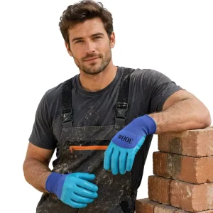 Blue Embossed Safety Gloves Crinkle Grip Anti Slip Oil Resistant Breathable Soft for Mechanics Gauntlet