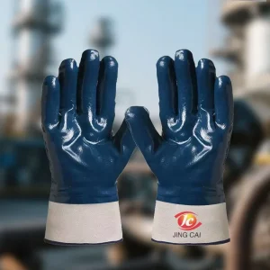 Blue Nitrile Coated Safety Gloves Anti Slip and Oil Resistant Labor Protection Rubber Gloves Hand Safety Gloves