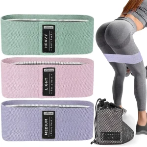 Booty Bands Heavy Resistance Stretch Set for Unisex Adult Legs & Butt Pilates Yoga Exercise Fabric Natural Rubber Starter Set