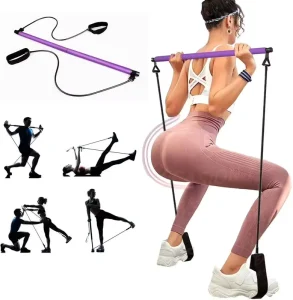 CW PLSB 001 Eco Friendly 94cm Detachable Pilates Bar Resistance Band Kit for Home Gym Training