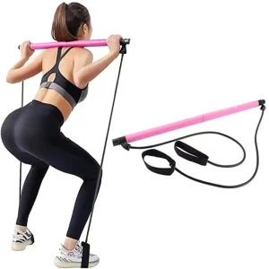 CW PLSB 001 Eco Friendly 94cm Steel Core Pilates Bar Kit with Resistance Bands for Muscle Toning
