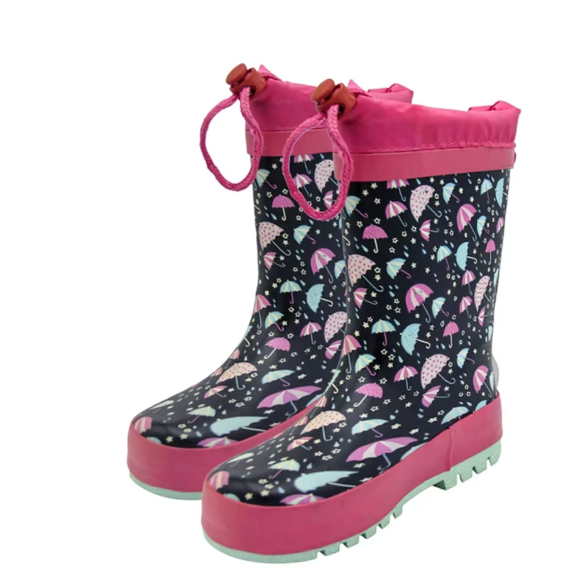 Cartoon Childrens Mid calf Unisex Rain Boots Waterproof Anti Slip Rubber Shoes for Boys and Girls All Seasons