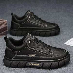 Casual Shoes for Men Versatile Lace up Anti Slip Soft Soled Thick Sole and Low Cut Wear-resistant Work Leather Comfortable Shoes