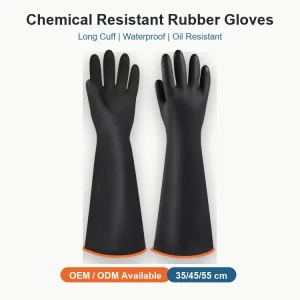 Chemical Resistant Rubber Gloves Long Cuff Acid Alkali Oil Waterproof Industrial Safety Gloves OEM