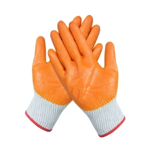 China Hand Protection Labor Rubber Latex Coated Cotton Safety Work Gloves Elastic Cuff Anti Slip Construction Brand