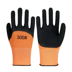China Hand Protection Orange Black Latex Coating Safety Working Gloves for Work