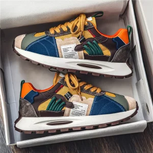 Color blocking Design Men Outdoor Sport Shoes Thickened Rubber Sole Male Casual Footwear Fashion Nan Chunky Sneakers