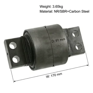 Commercial Vehicle Rubber Bushing OE 1628107 D:91mm B:15mm Lb:145mm W:170mm H:26mm NR/SBR and Carbon Steel