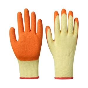 Cotton Latex Rubber Crinkle Coated Heavy Duty Resistant Construction Safety Work Hand Gloves